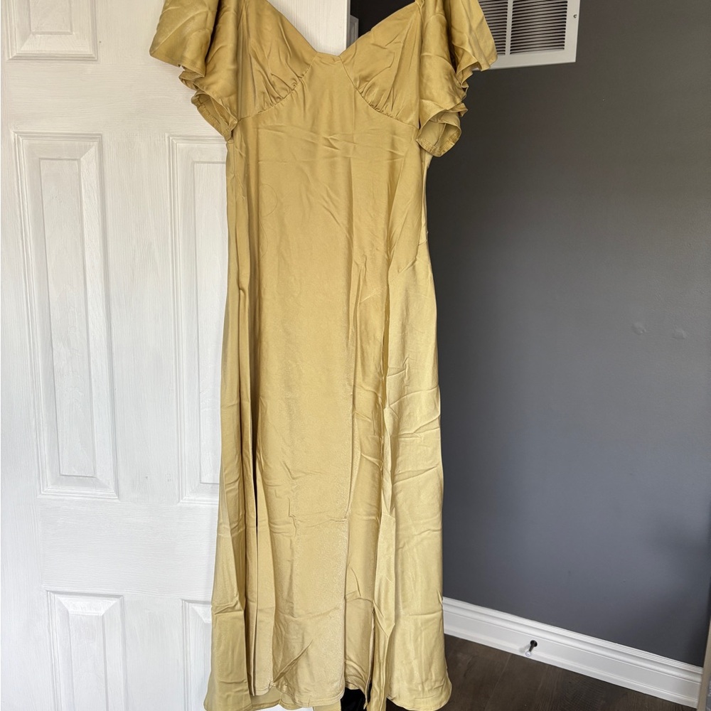 Hello Molly Chartreuse Butterfly Sleeve Dress